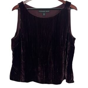 Josephine Chaus Womens 14 Black Velvet Sleeveless Top Purple Plum Workwear